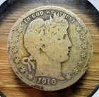 1910-P Barber Quarter - Actual Silver Coin Shown - Free Shipping Tracking INV321