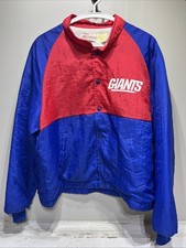 Vintage New York Giants NFL Football Button Down Nylon Poly Jacket Size Large