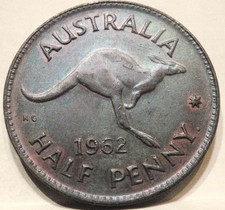 1962 Australia 1/2 Penny Half Penny Toned Uncirculated High Grade! Beautiful!