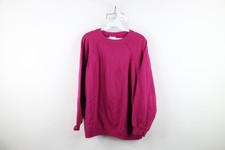 Vtg 80s 90s Hanes Womens XL Faded Blank Raglan Crewneck Sweatshirt Magenta USA