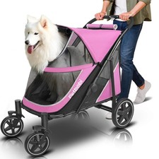 Dog Stroller for Large Medium Dogs - Easy Fold Dual Entry Pet Stroller with...