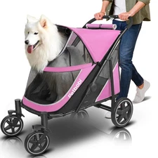 Dog Stroller for Large & Medium Dogs - Easy Fold Dual Entry Pet Stroller with...