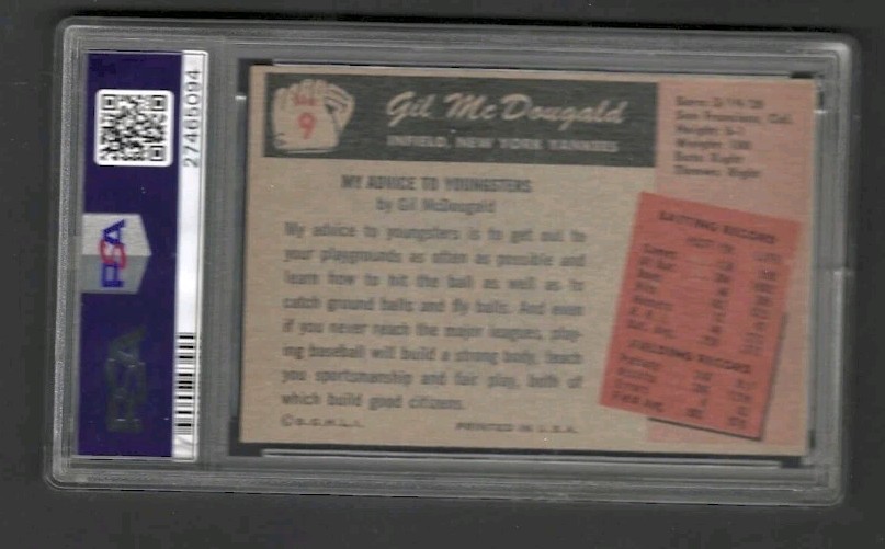 1955 Bowman #9 Gil McDougald * PSA 7 NM * Vintage Baseball view 2