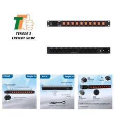10 Outlets 1U Horizontal PDU Network Rackmount Power Strip with Surge Protect...