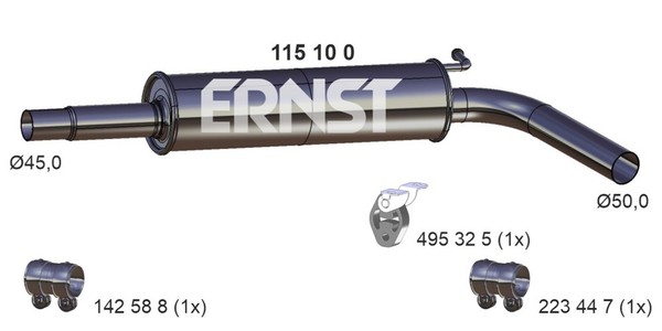MittelschalldäMpfer Ernst 115100 FüR Seat Fabia Polo VW Ibiza 6L1 Skoda 4 16V 2-image