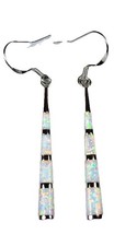 Polished Sterling Silver 925 Opal Inlay Drop Earrings - Iridescent Dangle Drop