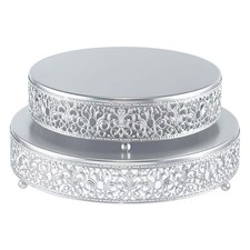 Round Cake Stand Set of 2 Metal Cupcake Stands Dessert Display Plate for Wedd...