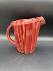 McCoy Vintage 1949 Red Burgundy 8" Pitcher Mid-Century Strap Handle Art Deco