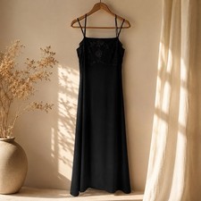 Black Evening Dress Womens Long Maxi Formal Spaghetti Strap Elegant Party Gown