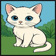 30 Custom Little White Cat Personalized Address Labels