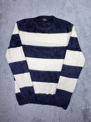 A.P.C., APC Rue Madame Paris Sweater Striped Blue White Men's Size Medium