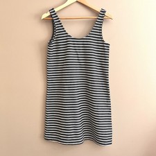 Madewell Womens Striped Tank Mini Dress Black White Sleeveless Scoop Neck Small