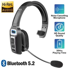 Trucker Bluetooth 5.3 Wireless Headset With Noise Cancelling Mic For Phones PC