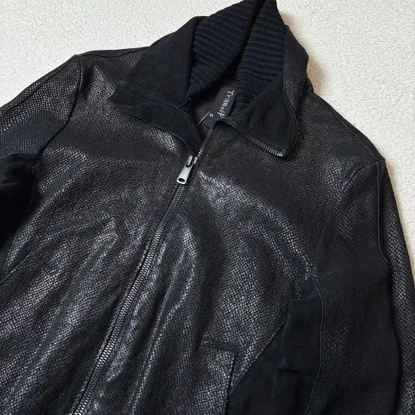 Transit Python Embossed High Neck Leather Jacket … - image 5