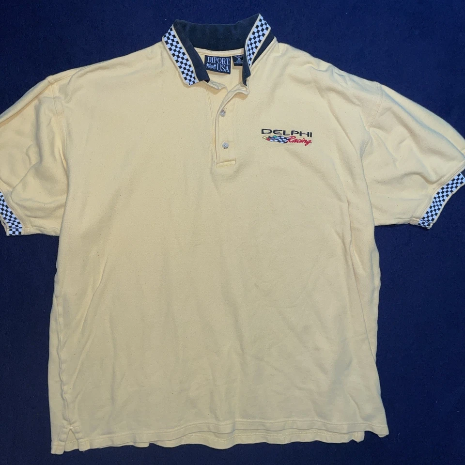 Polo De Colección Delphi Indy Racing Amarillo Negro Blanco Retro Indycar Ash City XL Foto 2 de 4