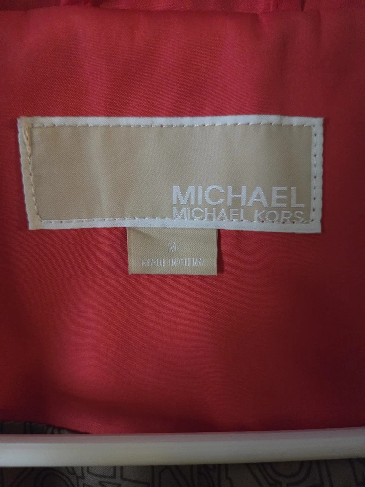 Chaqueta de otoño Michael Kors para mujer con cremallera completa con capucha naranja coral talla M elegante Foto 2 de 4