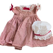 VTG American Girl Doll Felicity Dress  Bonnet Welcome Outfit Red Garden Gown 89