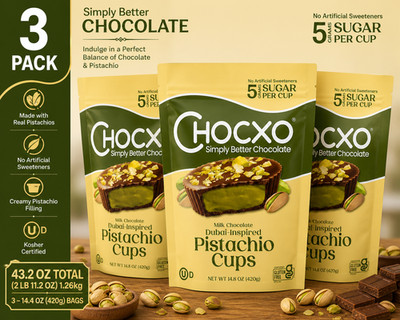 3-Pack Chocxo Milk Chocolate Dubai Inspired Pistachio Cups, 14.8 oz