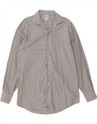 Brooks Brothers Herren 346 Slim Fit Hemd Größe 16 1/2 Large grau kariert BE08