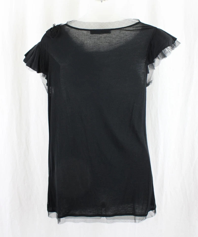 Camiseta de mujer Valentino negra cuello redondo manga corta alta talla mediana Foto 2 de 4