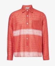 KARTIK RESEARCH Shirt Box Long-Sleeves Relaxed-Fit Cotton - Red - Large £295rrp!
