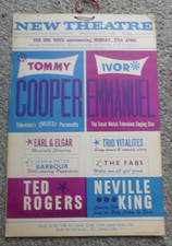 Tommy Cooper Ted Rogers Neville King Ivor Emmanuel Cardiff Theatre Poster 1960's