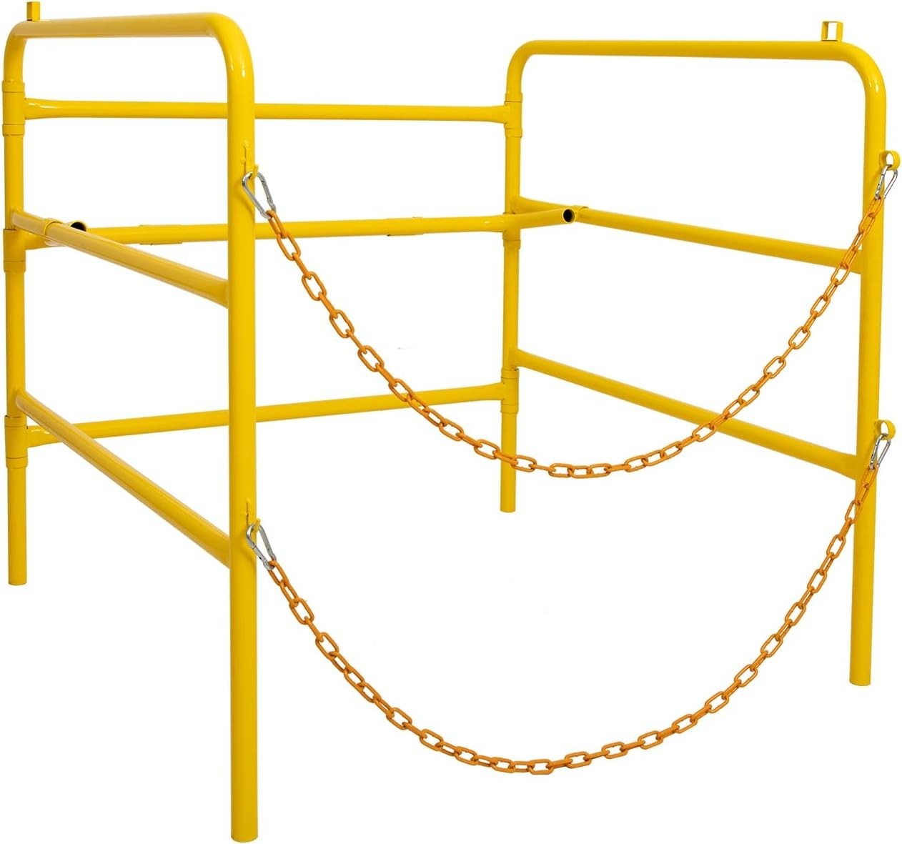 Steel Manhole Guard Rail 33"x33" Collapsible Safety Barrier with Chains Yellow