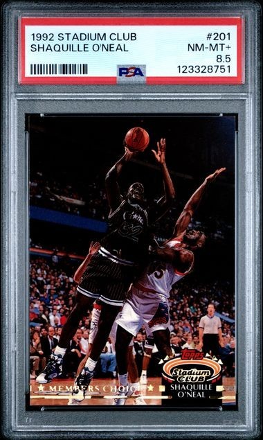1992-93 Topps Stadium Club #201 Shaquille O'Neal ROOKIE Magic Lakers HOF PSA 8.5