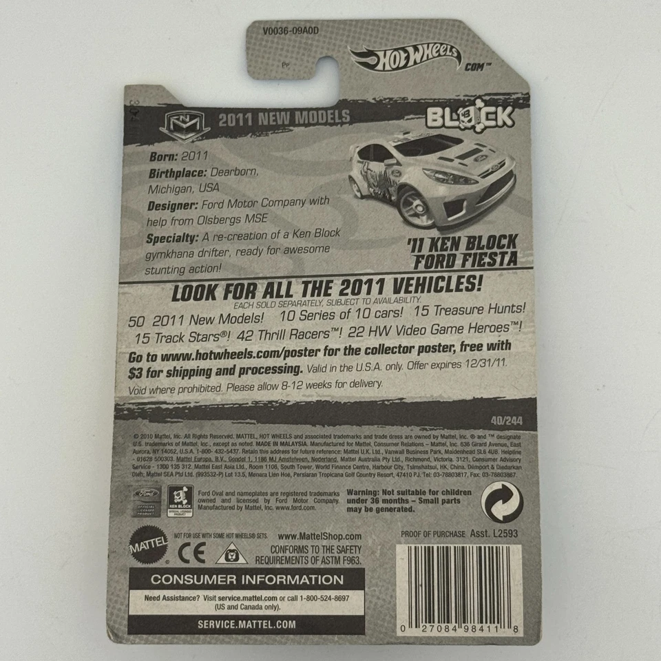 Hot Wheels Blanco 11 Ken Block Ford Fiesta 40/244 11 Nuevo Modelo 40/50 Sellado Como Nuevo Foto 3 de 4