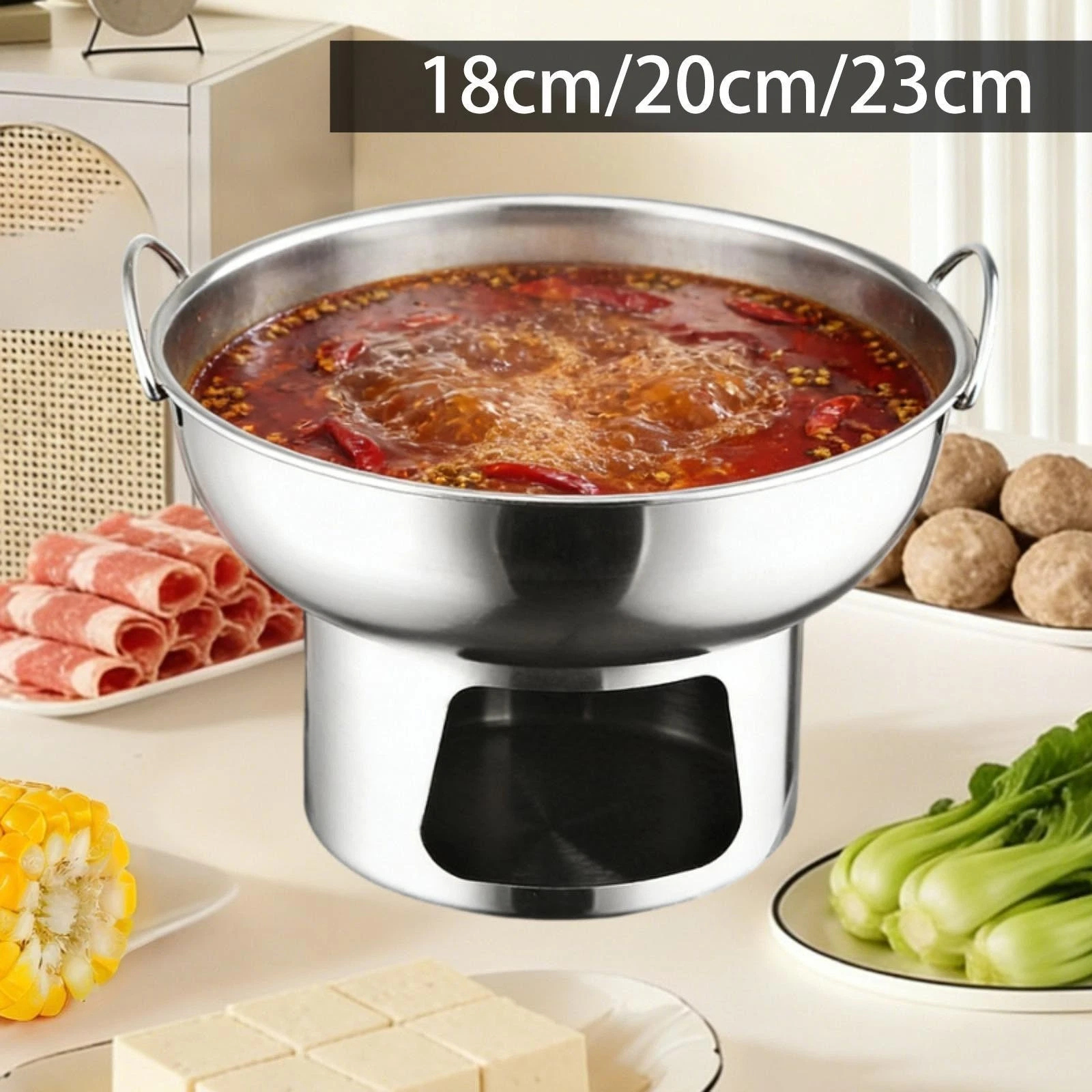 Stainless Steel Hot Pot Chinese Small Hotpot Stockpot Cookware Traditional