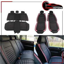 For Most Cars Seat Covers PU Leather 02 Style Cushion - Black & Pink Striped