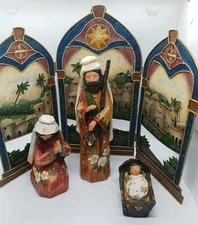 Rare Kurt S. Adler Folding Nativity Background With 3 Figures Beautiful 