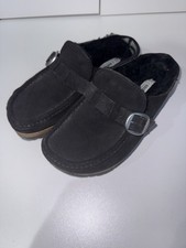 Birkenstock Buckley Shearling Suede Leather Tan Brown Slip On Clog Mule Sandal L