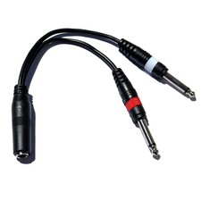 1/4" TRS Female to Dual 1/4" TS Male Y Splitter Audio Adapter Cable