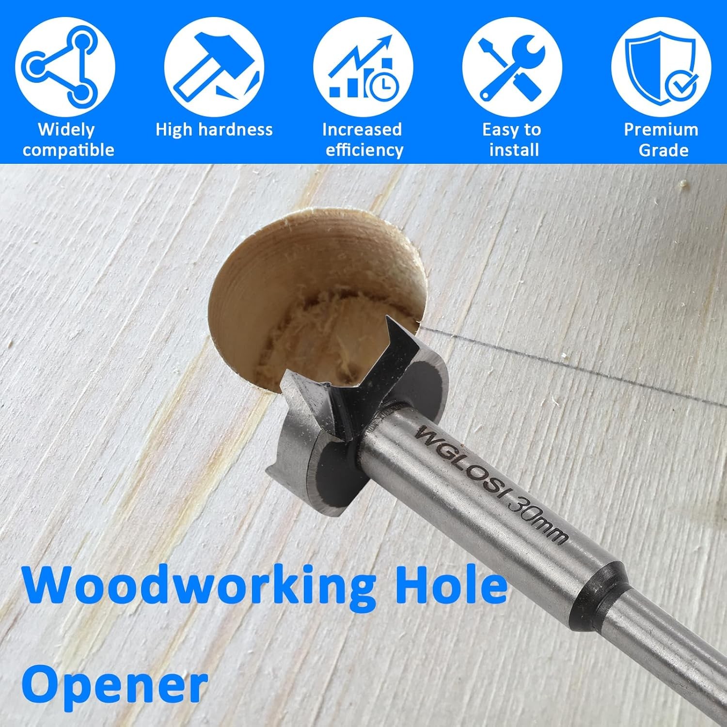 5-Piece Forstner Bit Set Carbon Steel Precision Wood Hole Saw for Hardwood MDF