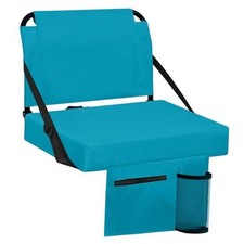 Stadium Seat for Bleachers with Back Support and Wide Padded Cushion Cyan