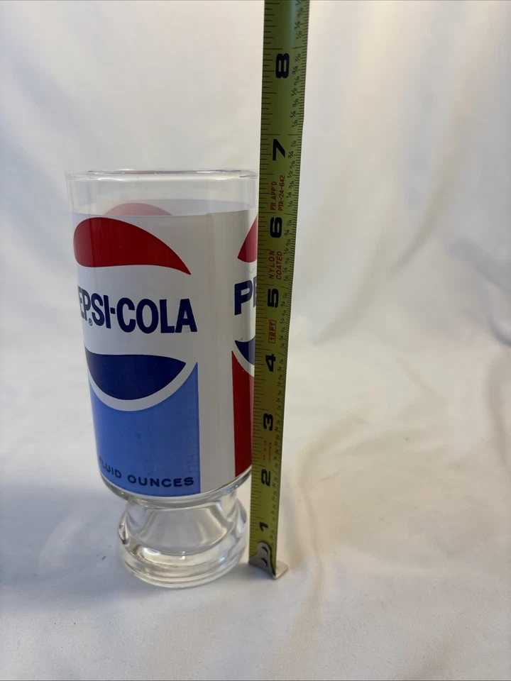 Vintage Pepsi-Cola 12 oz Footed Tumbler Soda Glass 6.5” X 2.75”in Double Graphic - Image 4 of 4