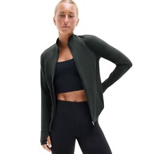 Athleta Women's Salutation Jacket Black Zip Up Thumbholes Workout Size Small