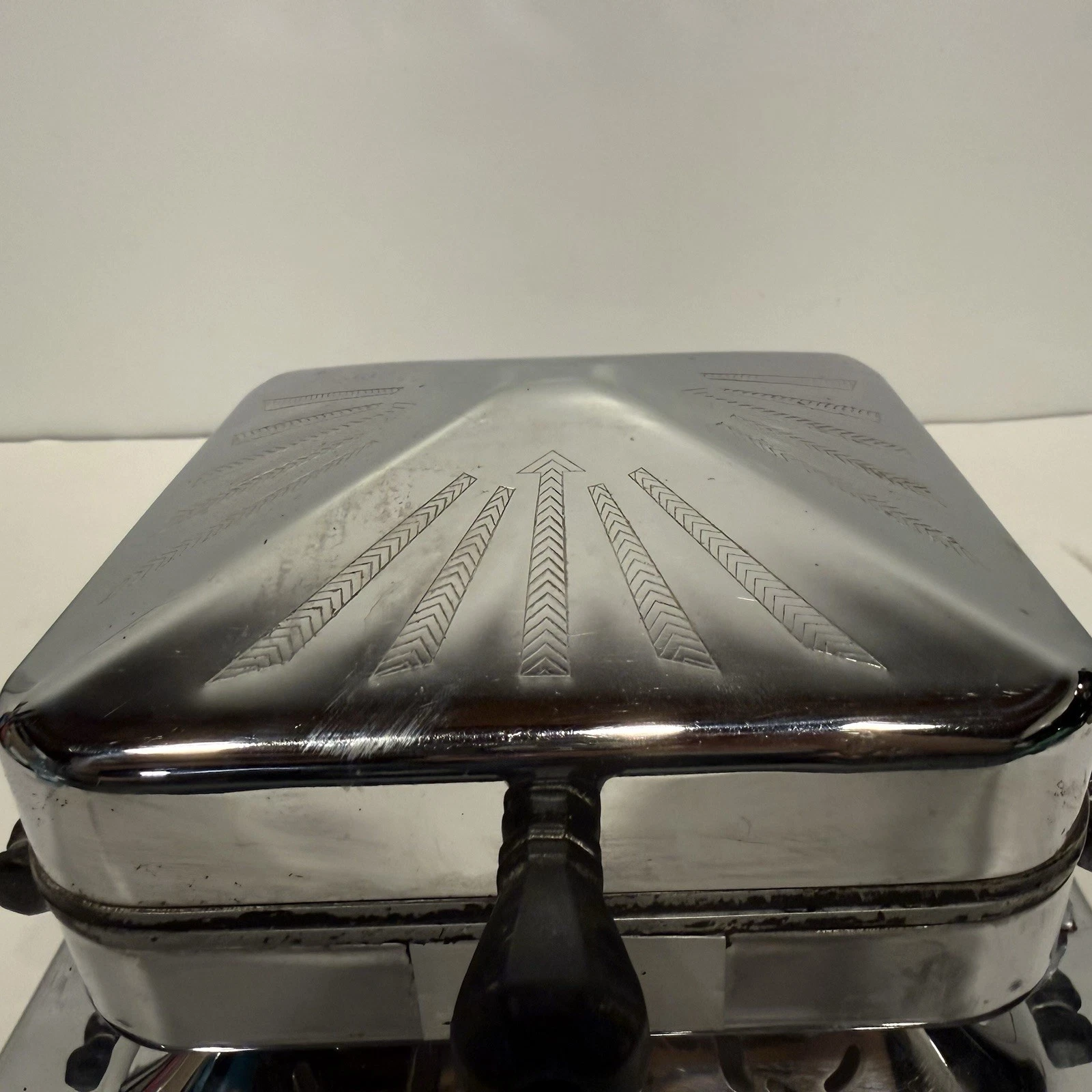 Vintage RODEX Model 463 Electric Waffle Maker Chrome Art Deco 1930s-40s Tested