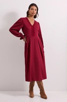 Dorothy Perkins Burgundy Midi Dress Womens Casual Dresses