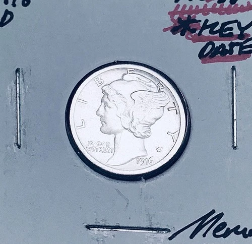 1916-D Denver Mint Mercury Dime, Superb XF DETAILS+++, RARE This Nice!