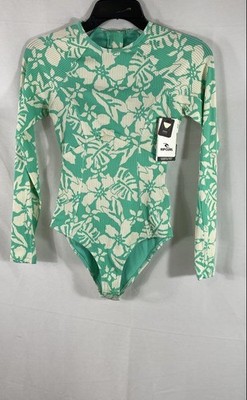 Rip Curl Women's Sun To Sea Fashion Surf Suit Aqua Green Floral Long Sleeve XS