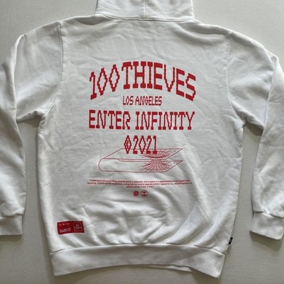 100 Thieves Hoodie Mens Large White Esports Enter Infinity Streetwear 2021 USA
