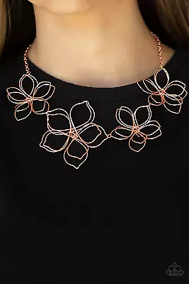 Copper flower necklace best sale paparazzi