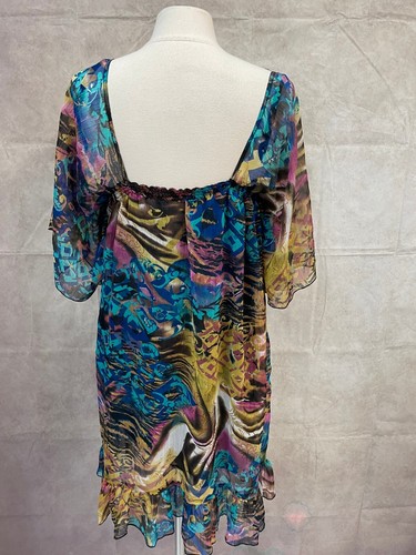 Dimri Damen Kleid Türkis Gelb Kurzarm Größe XL - Bild 3 von 8