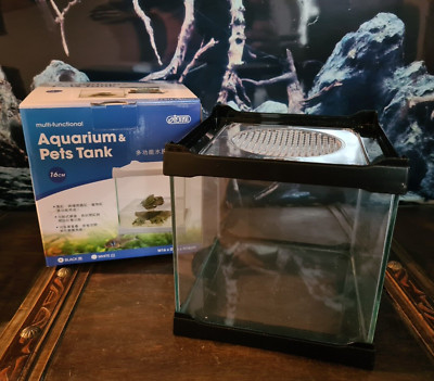 ISTA Aquarium / Terrarium schwarz 4 Liter - Mini Glas Aquarium 16x16x16cm
