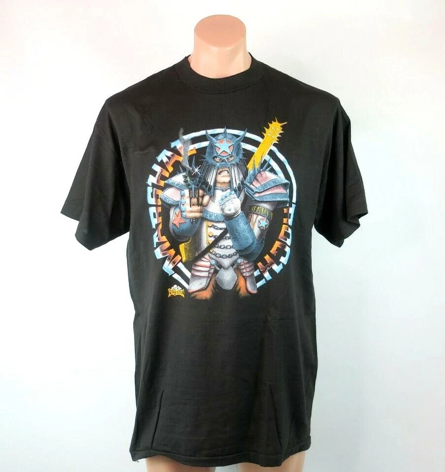 3D 1990 Emblema Just Brass Rock 'n Rule negro XL Deadstock Metal Punk De colección Foto 3 de 4