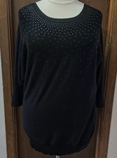 Lane Bryant Sweater TunicSize 26 28 Black 3/4 Sleeve Beading Scoop Neck New