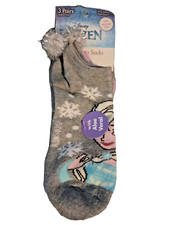 Disney Frozen No show socks 3 pair size LG 4-10 Girls Socks T23 