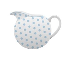 Milchkännchen weiß hellblau Punkte Dots Sahnekännchen Retro Geschirr Porzellan